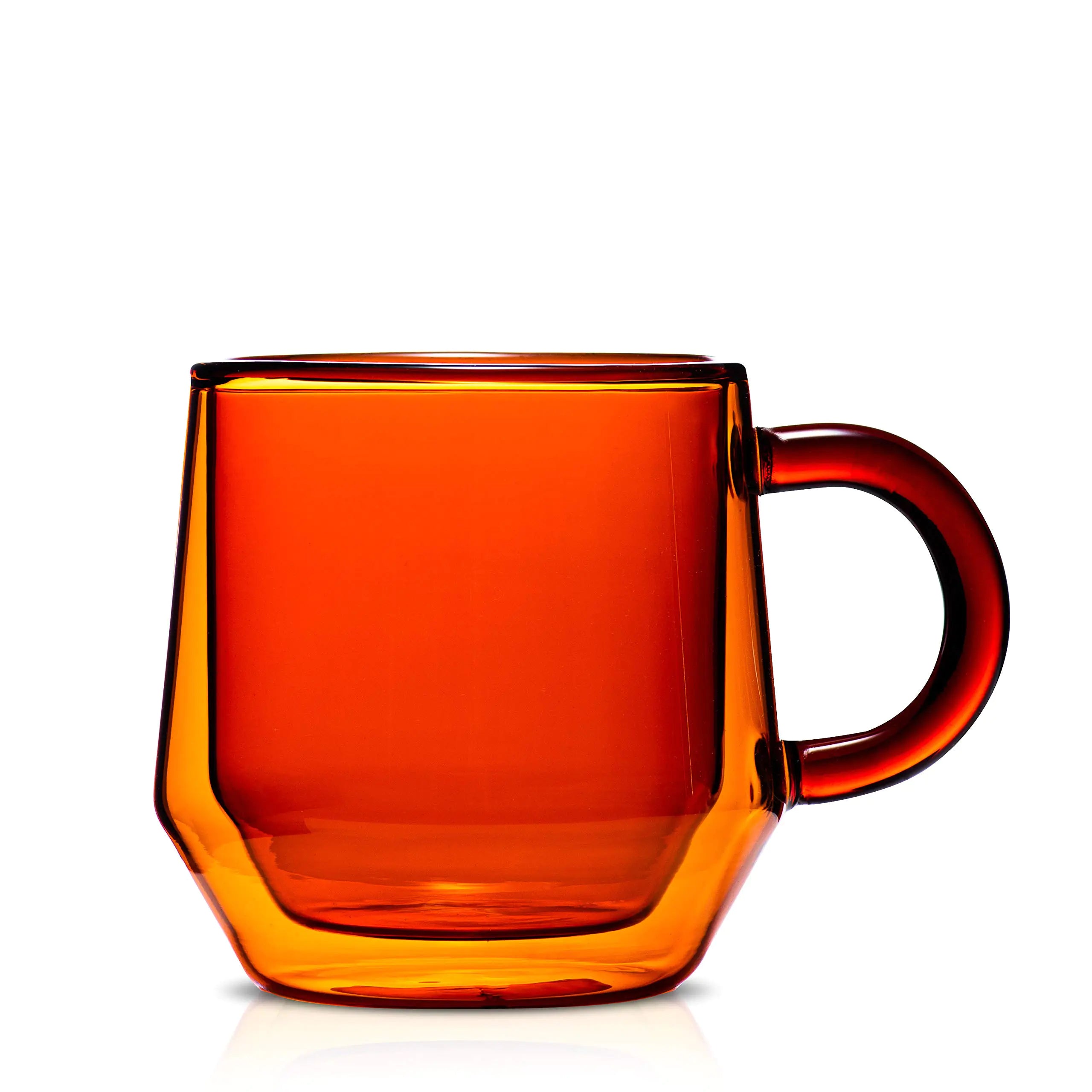 Amber Hearth Double Wall Glass Mugs 8oz | Set of 2