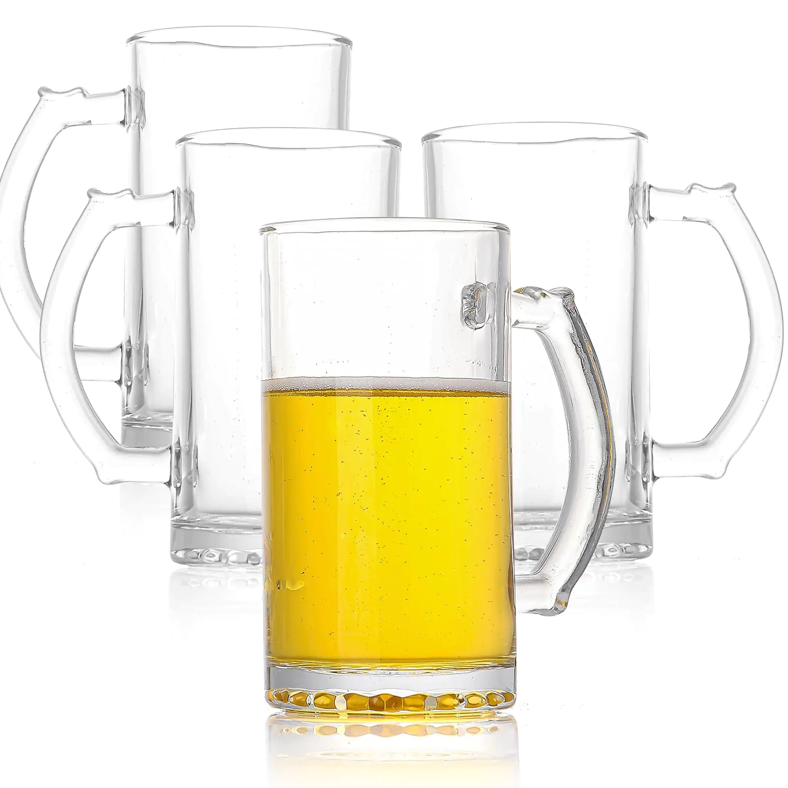 ErgoGlass Beer Mugs 4-Pack with Handles