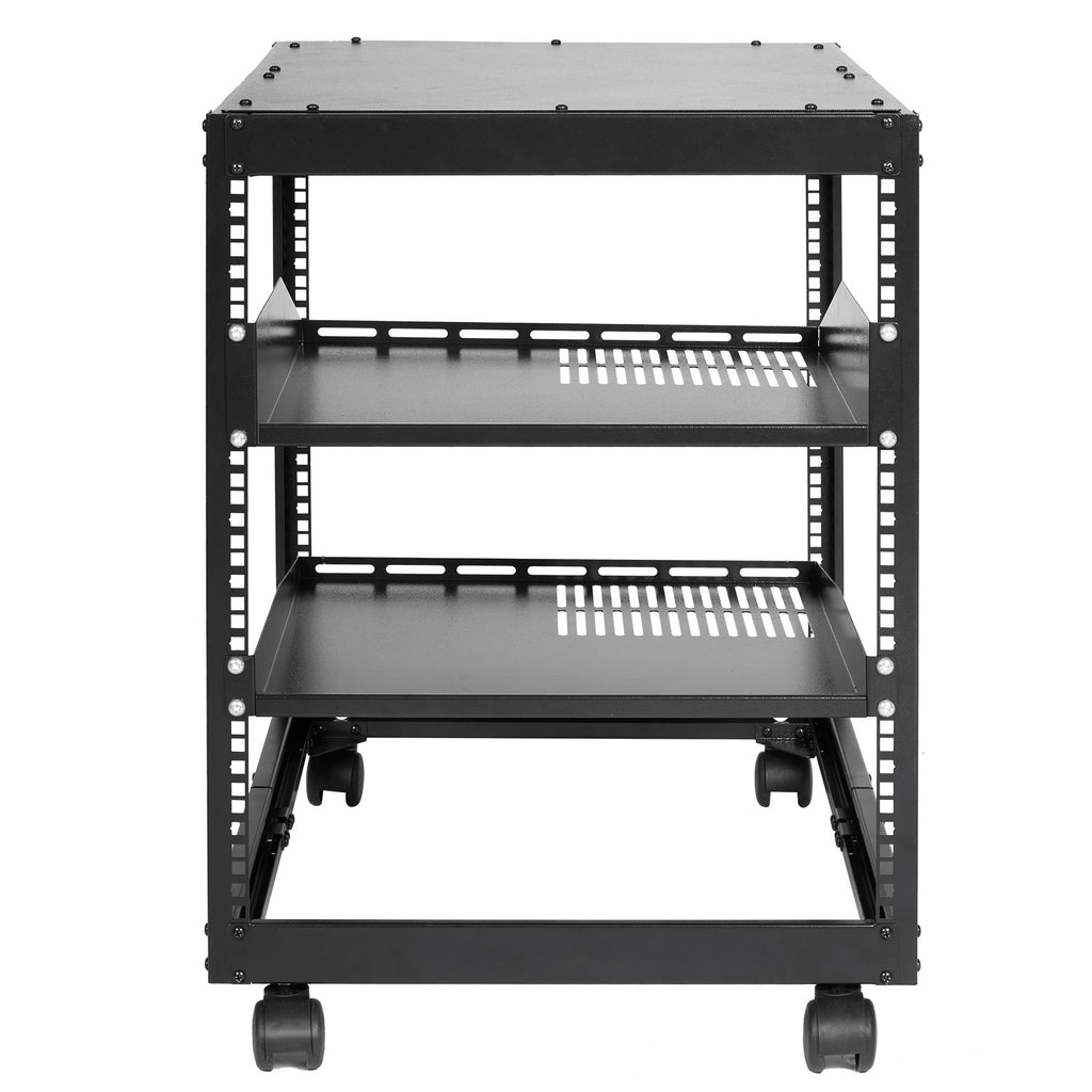 VEVOR 12U Open Frame Server Rack, Adjustable Depth, Free Standing Or Wall Mount Network Server Rack, 4 Post AV Rack With Casters, Holds All Your Networking IT Equipment AV Gear Router Modem — product image 1