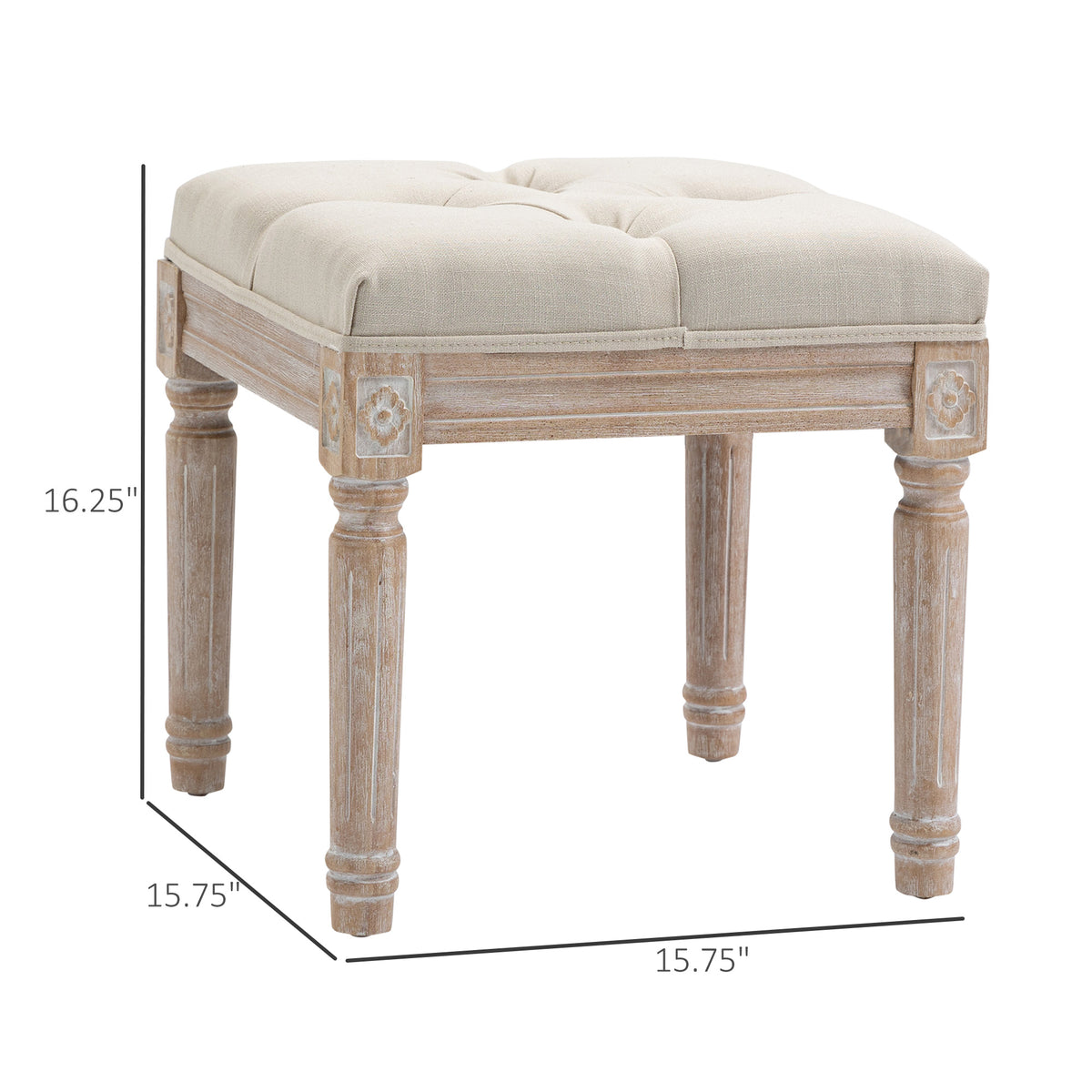 Ottoman Bench Vintage Footrest with Button Tufted Seat — product image 2
