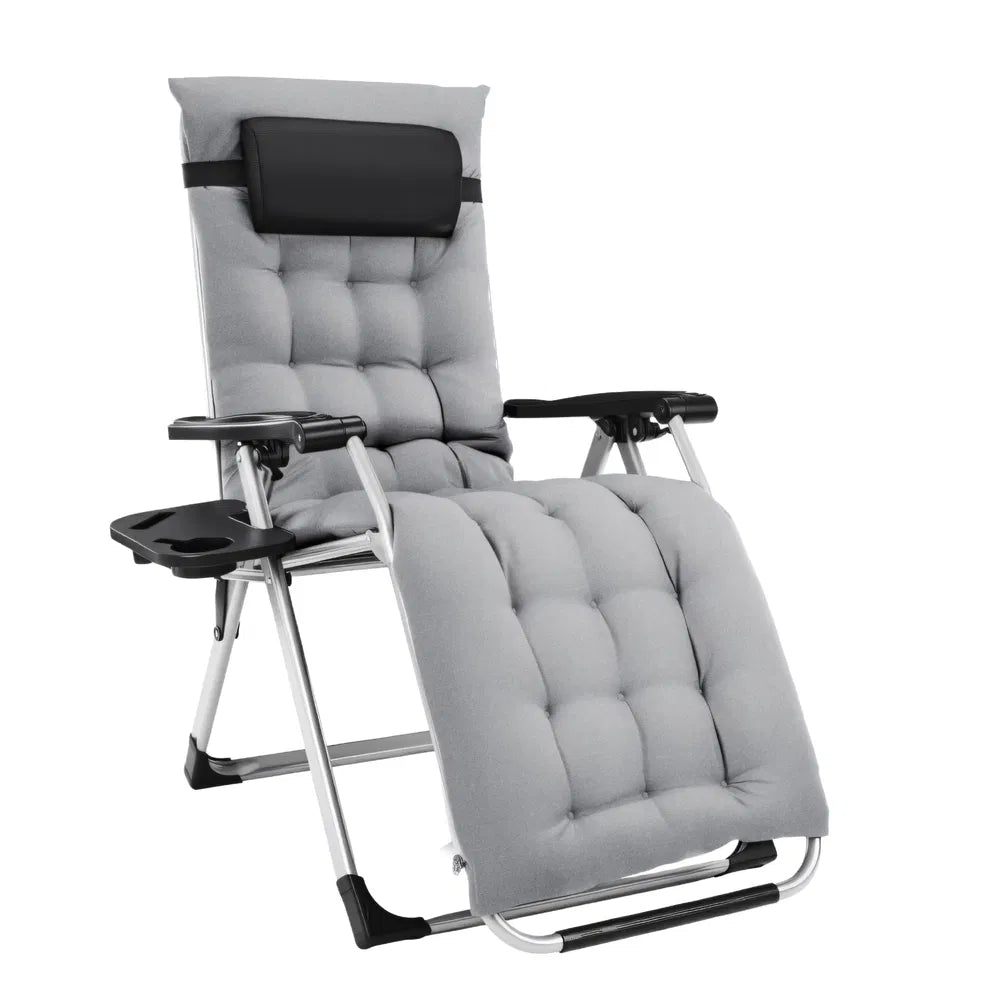 Zero Gravity Chair, Reclining Camping Lounge Chair For Indoor, Reclining Patio Chairs With Cup Holder Trays And Removable Cushion — product image 2