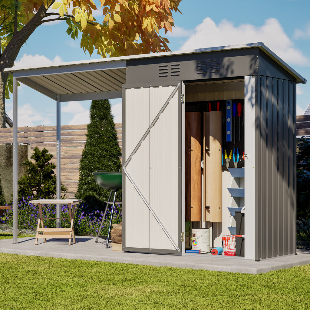 Durable 5x3ft Galvanized Steel Shed & Gazebo Combo — product image 1
