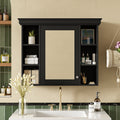 35'' X 28'' Black Wall Mounted Bathroom Storage Cabinet with Mirror Door — product image 1