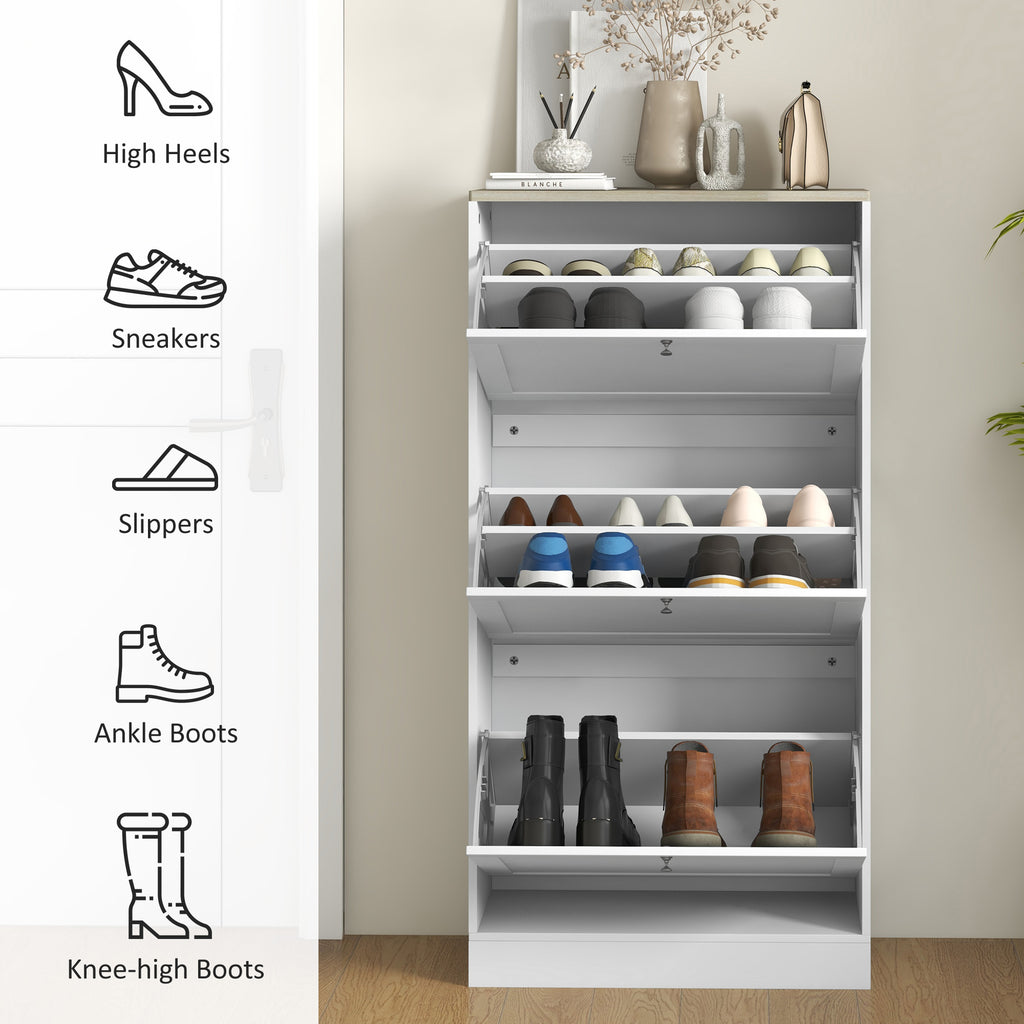 Modern Shoe Storage Cabinet with 3 Flip Drawers and Adjustable Shelves for 12-18 — product image 2