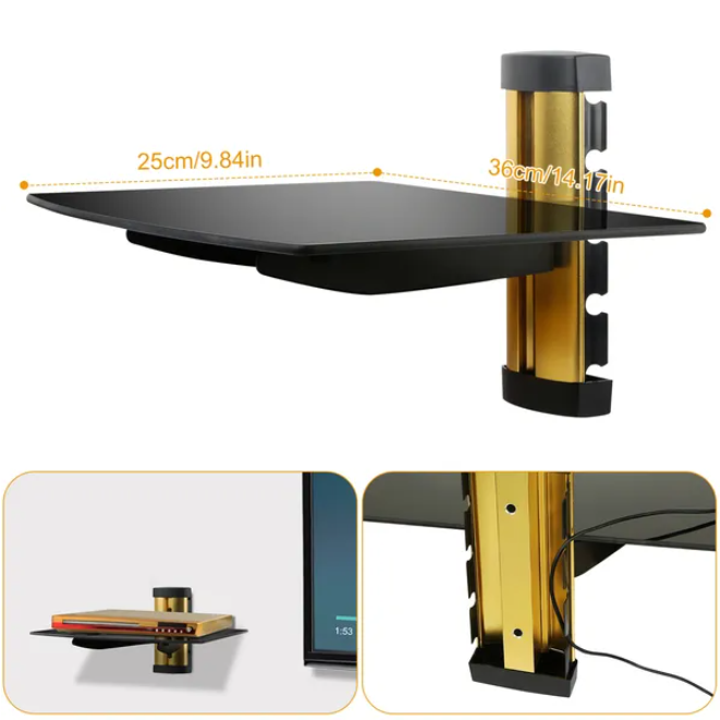 Floating Wall Mounted Strengthened Tempered Glass Shelf — product image 1