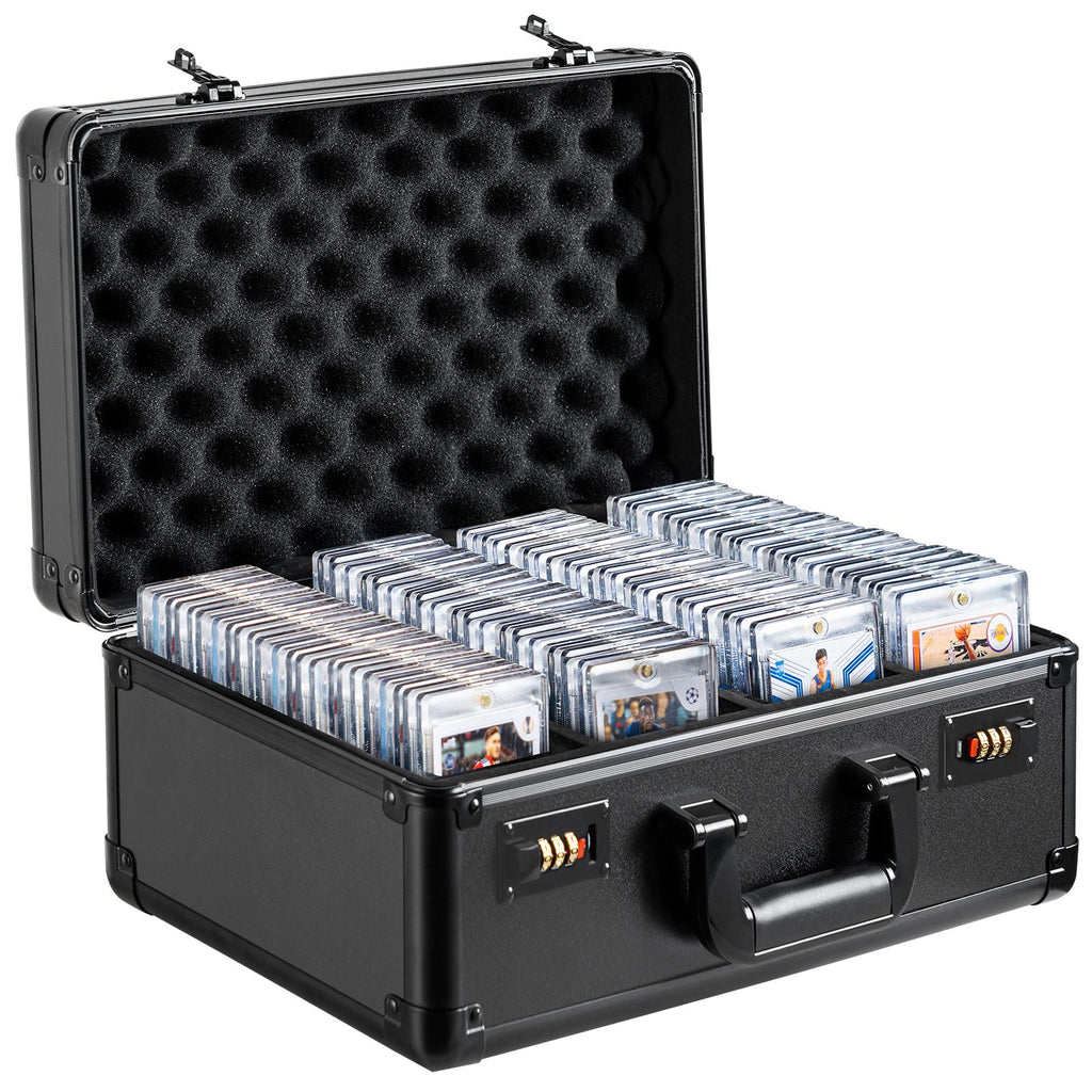 Graded Card Storage Box, 4 Slots, Graded Sports Cards Holder Carrying Case With Coded Lock Foam Dividers, For 120 PSA Graded Cards 84 BGS Cards 96 SGC Cards 428 Top Loaders — product image 3