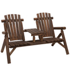 Wood Adirondack Patio Chair Bench with Center Coffee Table — product image 1