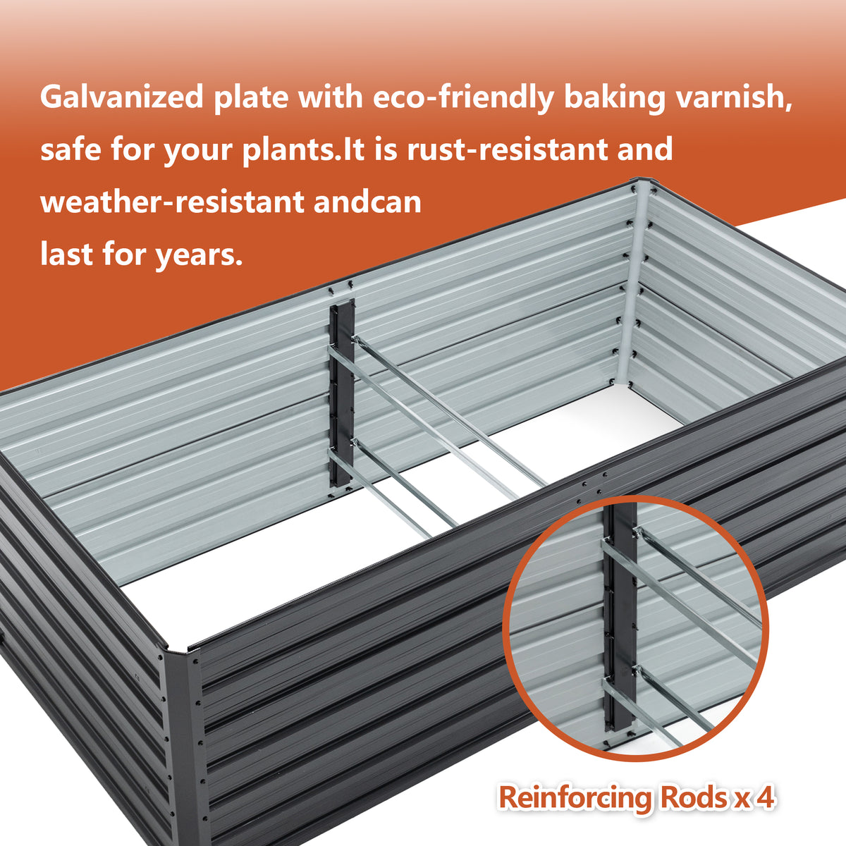 2-Pack 6x3x2 Ft Galvanized Metal Raised Garden Beds — product image 3