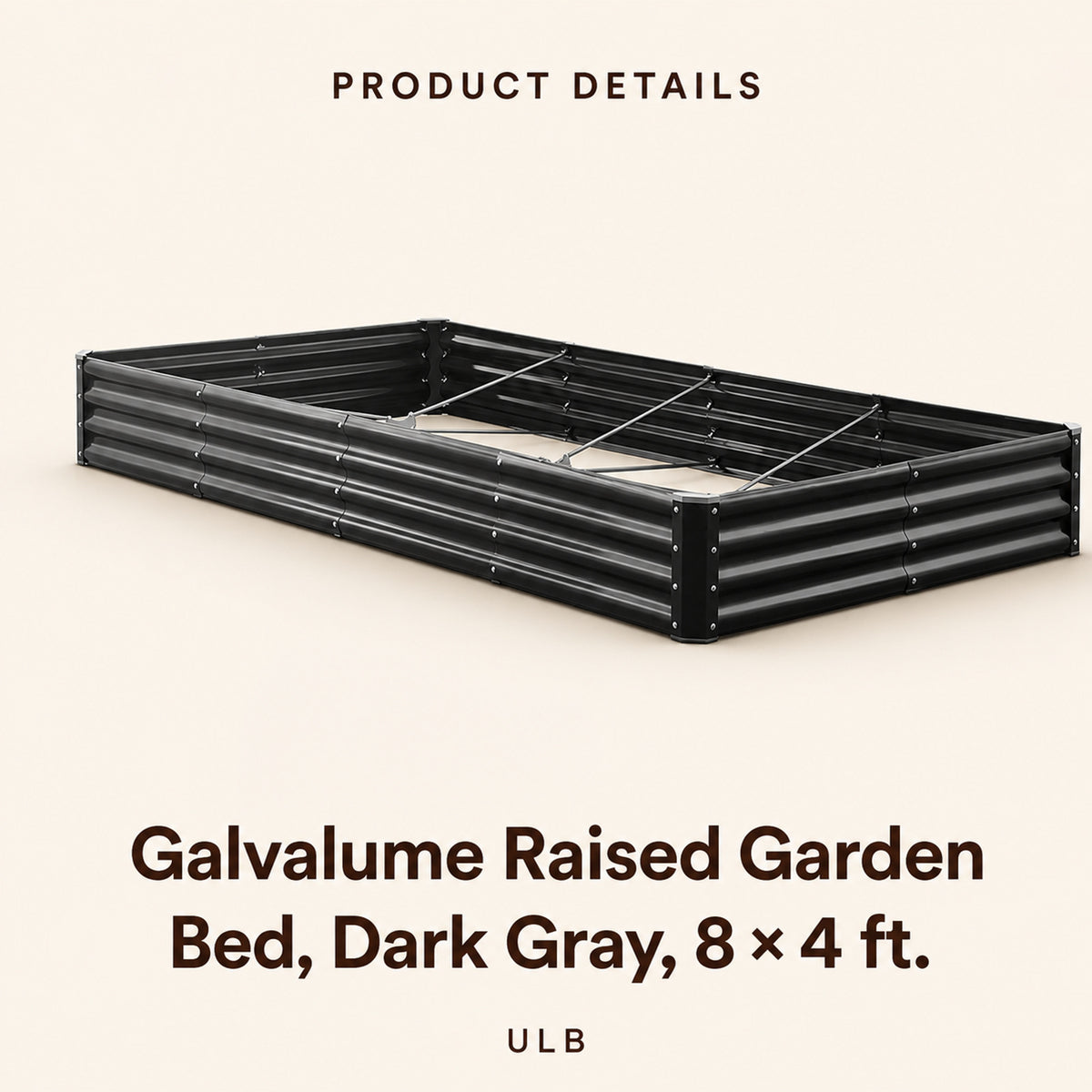 Galvalume Raised Garden Bed, Dark Gray, 8 × 4 ft. product detail