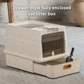 Simple Drawer Style White Cat Litter Box — Humanized Design — product image 1