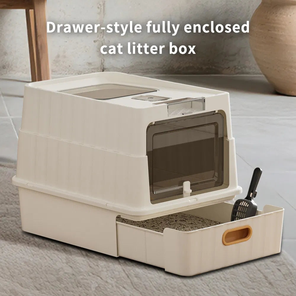 Simple Drawer Style White Cat Litter Box — Humanized Design — product image 1