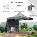 10 x 10 Heavy Duty Pop Up Canopy Tent with Sidewall, UPF50+ Instant Sun Shelter with Storage Pockets, Gray — product image 3