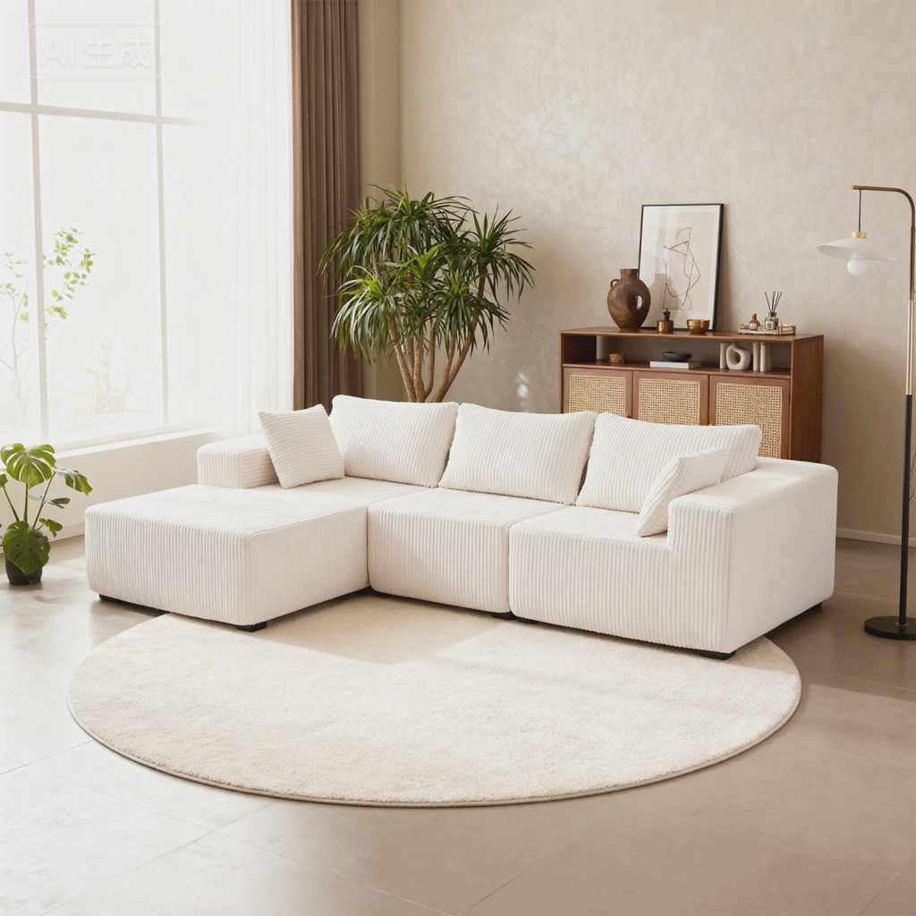 108-inch Modular Combination Sofa, Modern Modular L-shaped Sofa With A Lounge Chair, Upholstered Boneless Sofa — product image 1