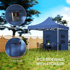 10 x 10 Heavy Duty Pop Up Canopy Tent with Sidewall, UPF50+ Instant Sun Shelter with Storage Pockets, Dark Blue — product image 3