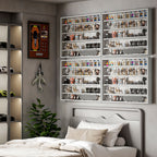 5-Tier Display Cabinet, Wall-Mounted Display Case with 2 Glass Doors and Adjustable Shelves, Gray — product image 2
