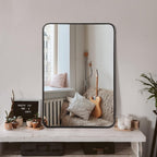 24x32 Inch Black Metal Framed Rectangular Bathroom Mirror for Wall. — product image 1