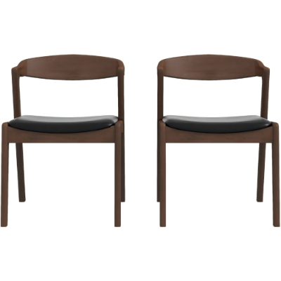 Dakota Solid Wood Black Leather Dining Chair Set of 2 — product image 3