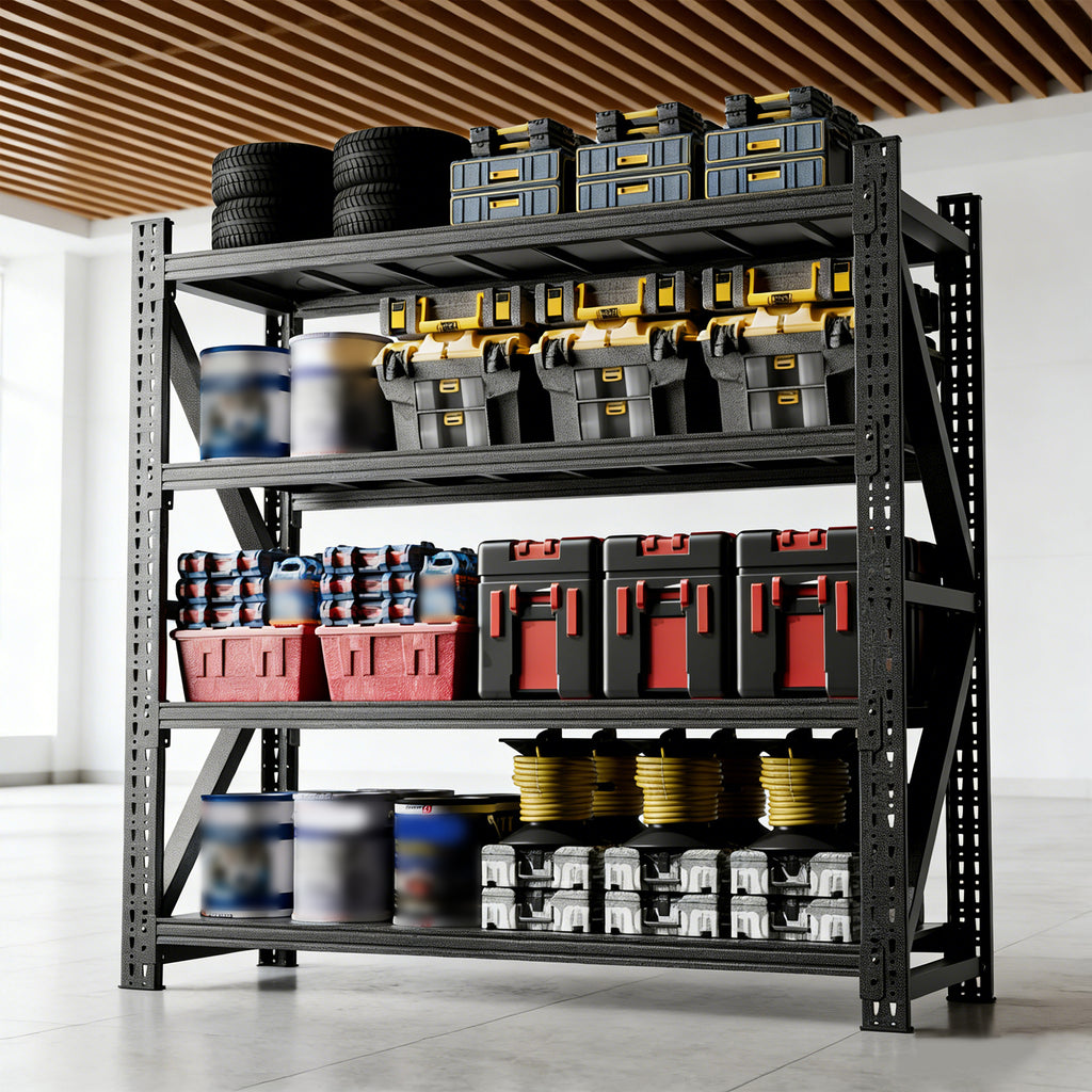 5000LBS Industrial Shelving For Warehouse, Heavy Duty Metal Adjustable Garage Shelves  69 H X 71 W X 23.7 D  5000LBS Storage Unit, Black — product image 1