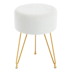 Round Low Stool, With Artificial Fur Seat Cover, Equipped With 3 Metal Legs, Suitable For Dressing Room, Living Room And Bedroom. — product image 1