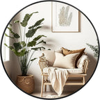 36 Inch Black Metal Framed Round Bathroom Mirror for Wall. — product image 3