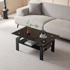 Tempered Black Glass Coffee Table — 2-Layers Tea Table — product image 2