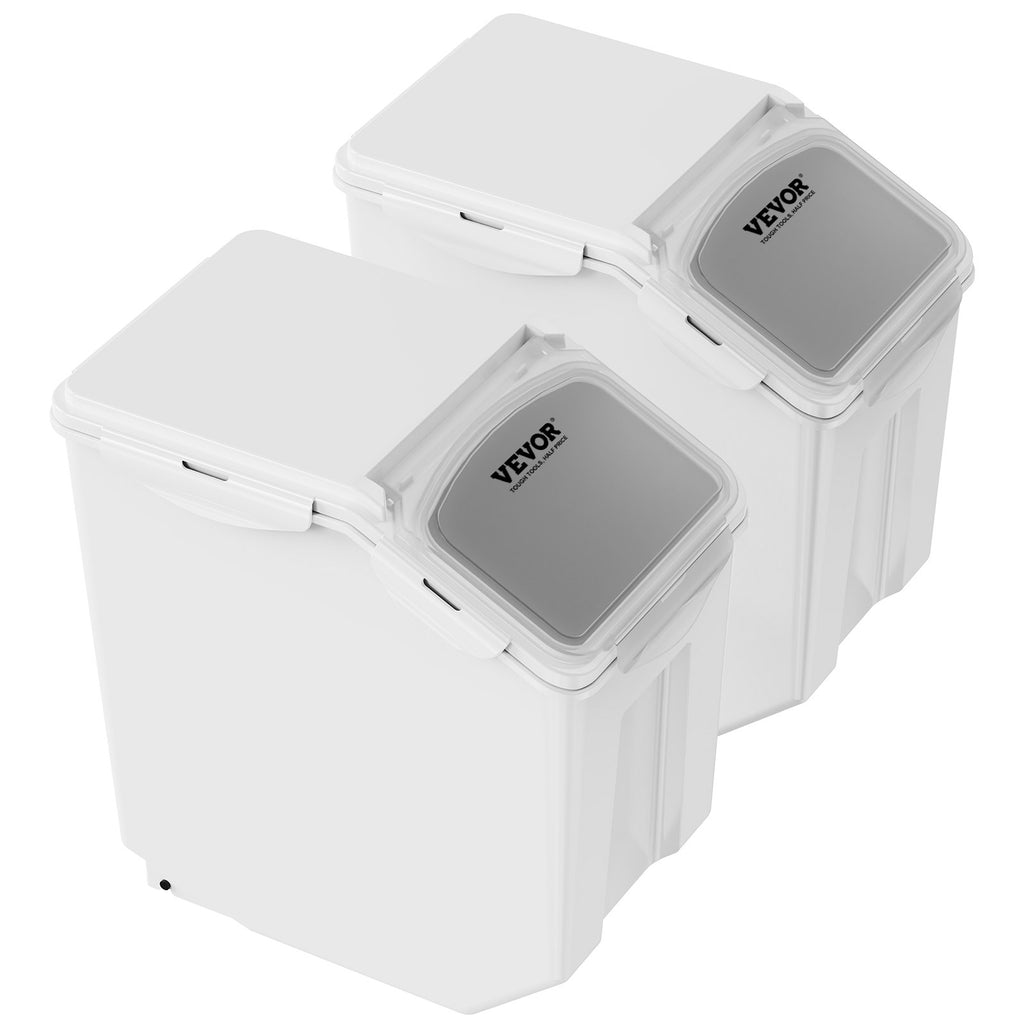 Ingredient Storage Bin, 2 X 15L Dispenser Bin With 2 Measuring Cups, Attachable Casters And Airtight Lid,   Dog Pet Food Storage Container, PP Material Kitchen Rice Cereal Flour Bin — product image 3