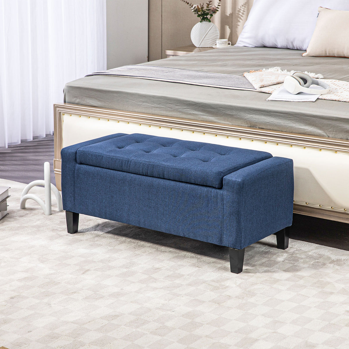 Upholstered Storage Ottoman Bench — Button Tufted Ottoman with Hidden Storage — product image 2