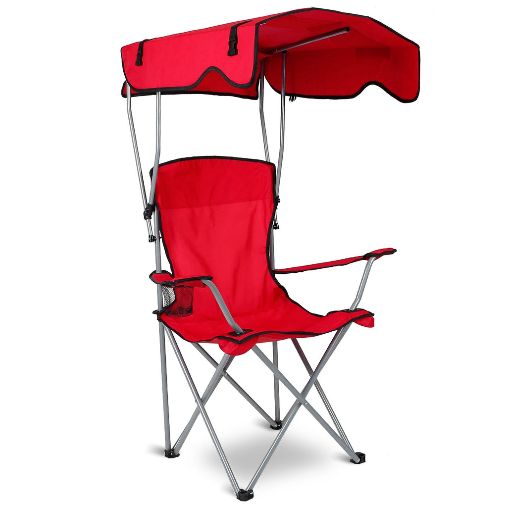 1Pc Foldable Camping Chair With Canopy Cup Holder 330LBS Max Load Folded As A Carry Bag Fedex Shipping — product image 3