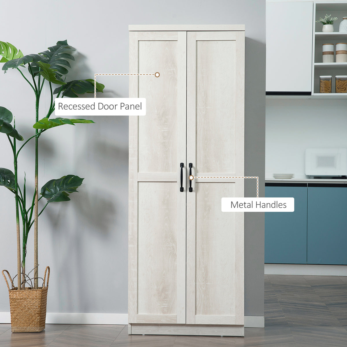 63" 2-Door Kitchen Pantry — Antique White — product image 3