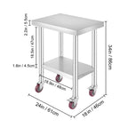 VEVOR 24x18x34 Inch Stainless Steel Work Table 3-Stage Adjustable Shelf With 4 Wheels Heavy Duty Commercial Food Prep Worktable With Brake For Kitchen Prep Work — product image 2