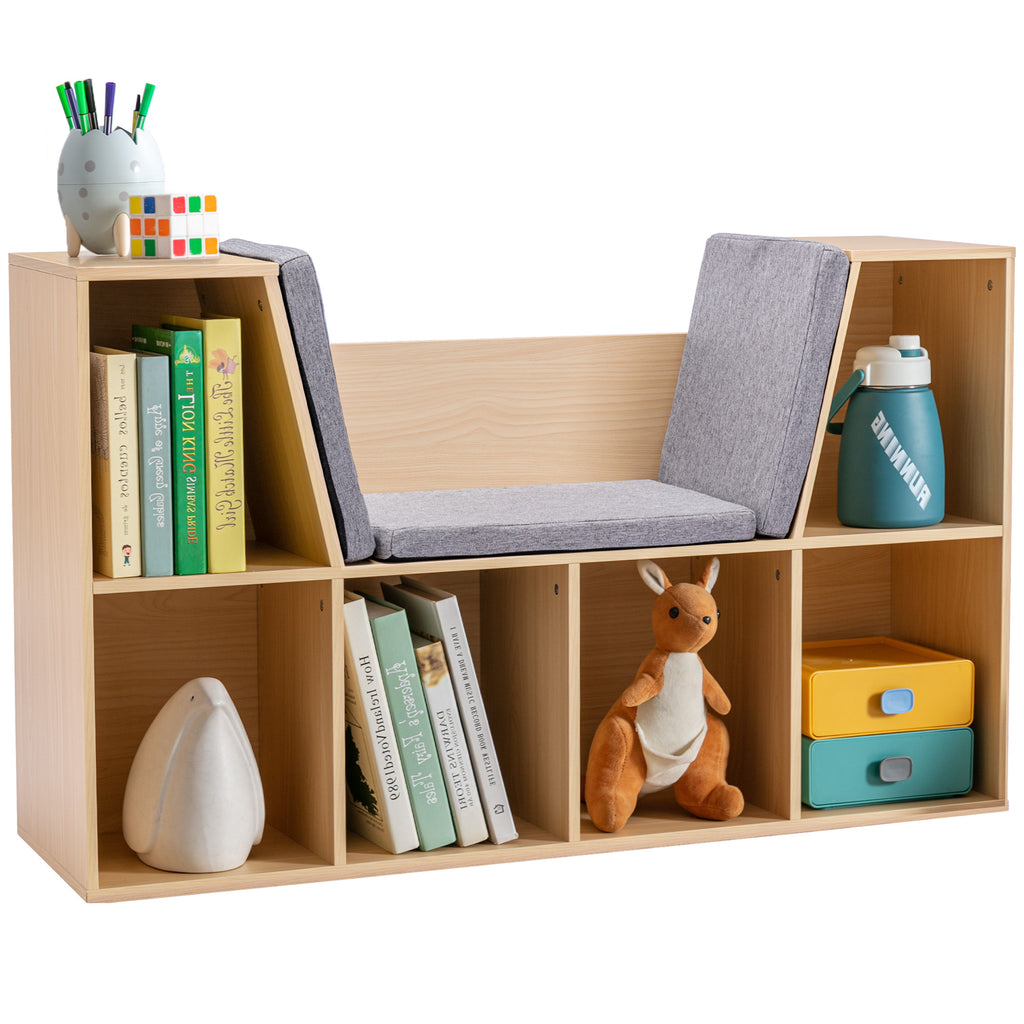 6-Cubby Kids Bookcase with Reading Nook and Cushion — product image 1