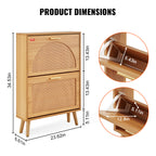 VEVOR Shoe Cabinet With 2 Flip Drawers, Shoe Storage Cabinet For Entryway, Free Standing Shoe Storage Organizer With Rattan Doors For Heels, Boots, Slippers In Hallway, Living Room — product image 3