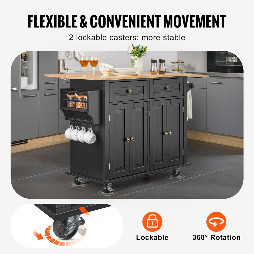 Kitchen Island Cart Rolling Storage Cabinet on Wheel with Drawer & Shelves — product image 2