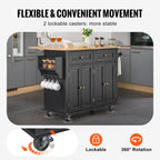 Kitchen Island Cart Rolling Storage Cabinet on Wheel with Drawer & Shelves — product image 2