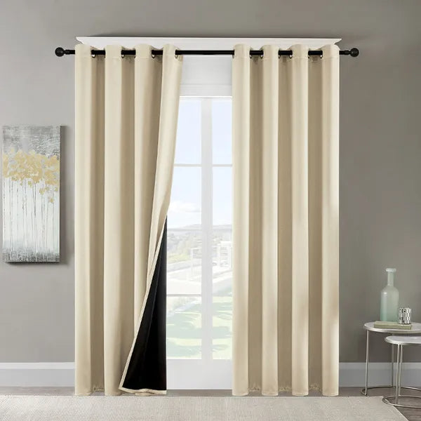 Polyester Grommets Thermal Insulated With Coated Lining 52 In. W X 84 In. L Indoor Blackout Curtains Set Of 2 — product image 2