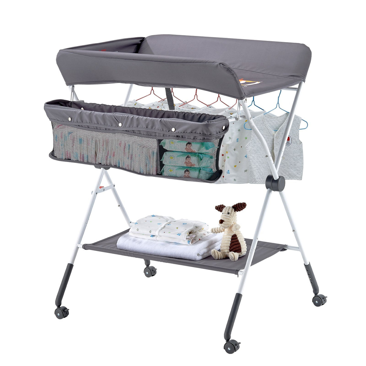 Baby Changing Table — Foldable Diaper Change Station with Side Basket — product image 1