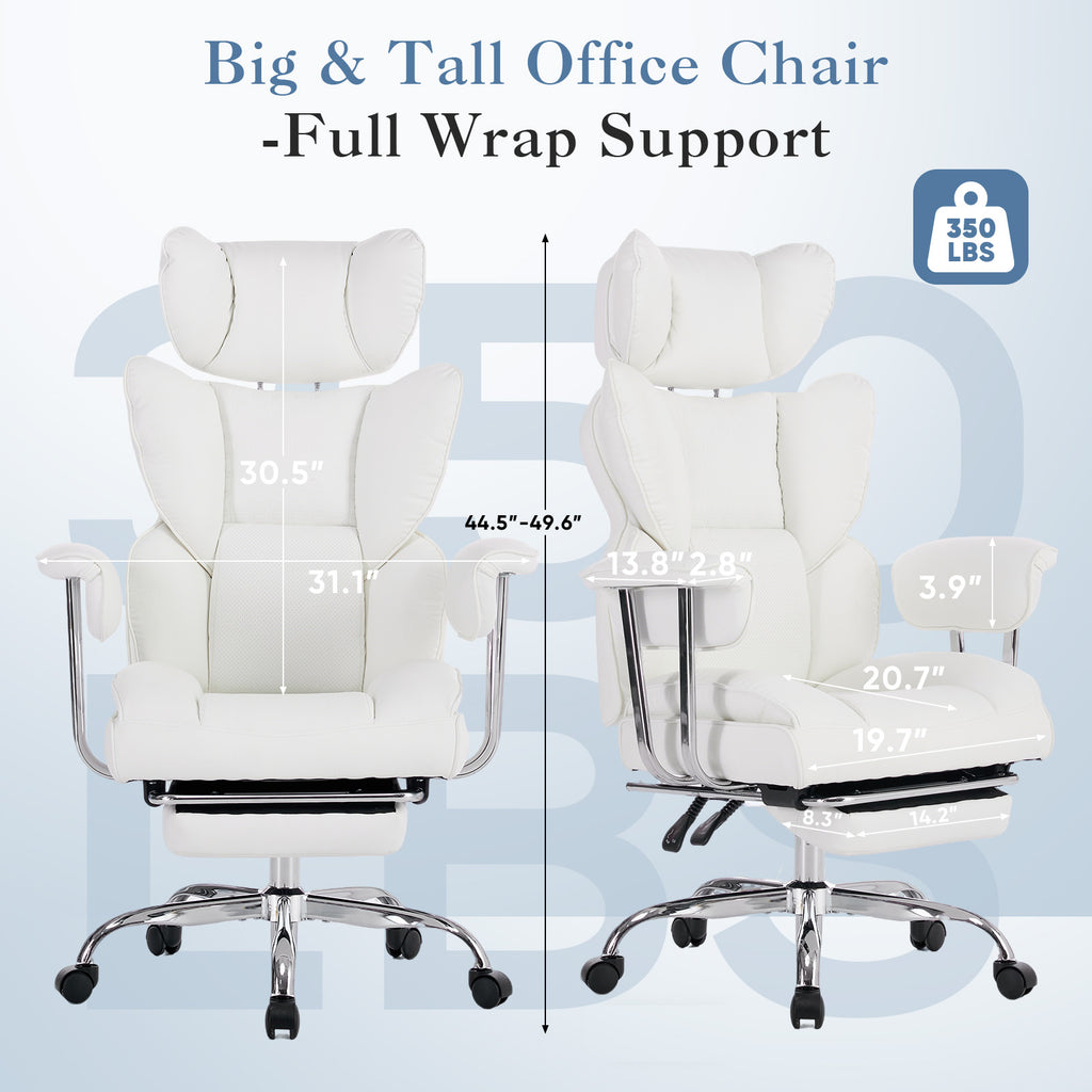 Large-sized High-back Office Chair - 350 Pounds, Anti-scratch PU Leather Executive Office Desk Chair, With Footrest, Reclining Computer Chair — product image 3