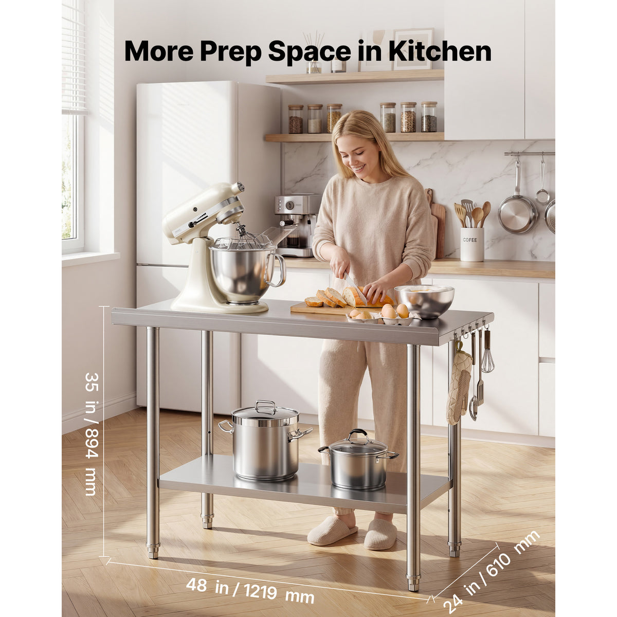 Stainless Steel Work Table — 24x48 Inch Food Prep Table with Backsplash — product image 2