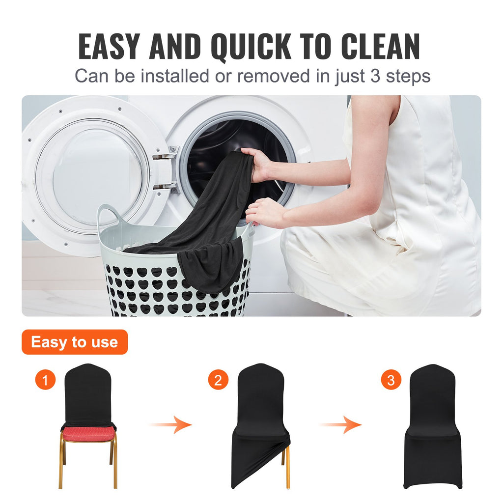 Stretch Spandex Folding Chair Covers, Universal Fitted Chair Cover, Removable Washable Protective Slipcovers, For Wedding, Holiday, Banquet, Party, Celebration, Dining (50PCS Black) — product image 2