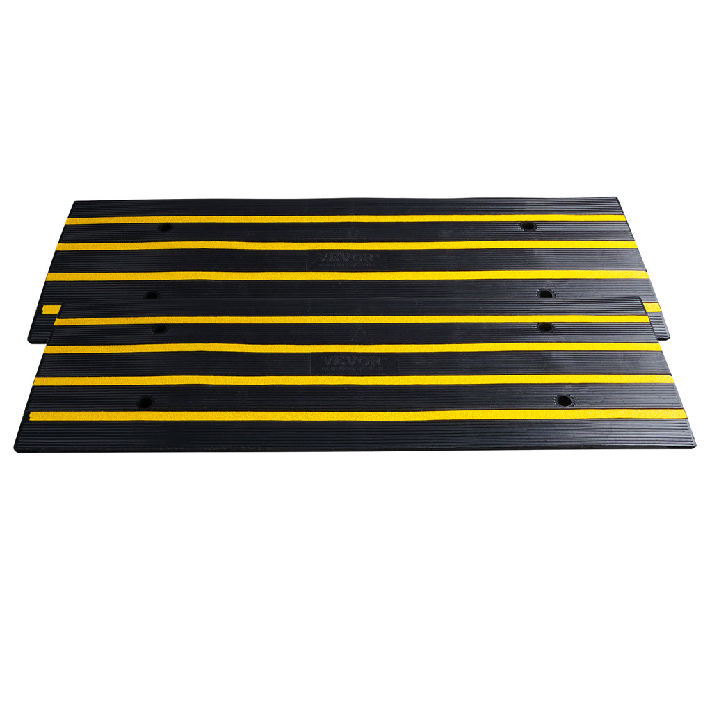 VEVOR Rubber Curb Ramp For Driveway 2 Pack, 15T Heavy Duty Sidewalk Curb Ramp, Rise Height Cable Cover Curbside Bridge Ramp For Garage For Low Cars, Wheelchairs — product image 1