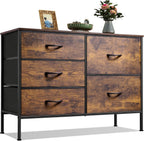 5 Drawer Dresser For Bedroom, Drawers With Wooden Top Metal Frame — product image 2