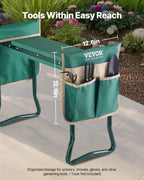 Garden Kneeler And Seat, 6 In Wide Kneeling Pad, Heavy Duty Garden Kneeling Stool, Folding Garden Seat With 2 Tool Bags, Relieve Knee & Back Pain, Portable Garden Bench For Women Grandparents — product image 2