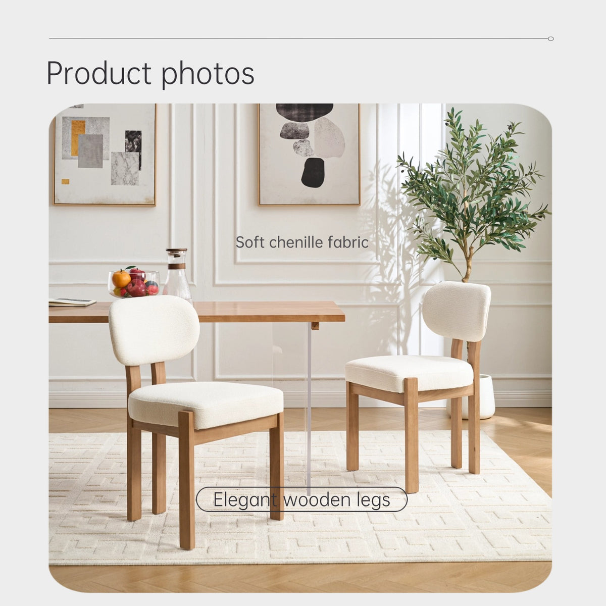Wooden Dining Chairs Set of 2 — Farmhouse Dinner Chair for Kitchen Dining Room — product image 2
