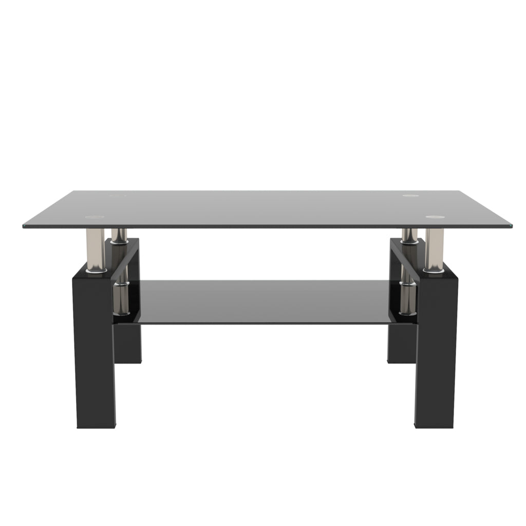 Rectangle Black Glass Coffee Table — Clear Coffee Table — product image 2