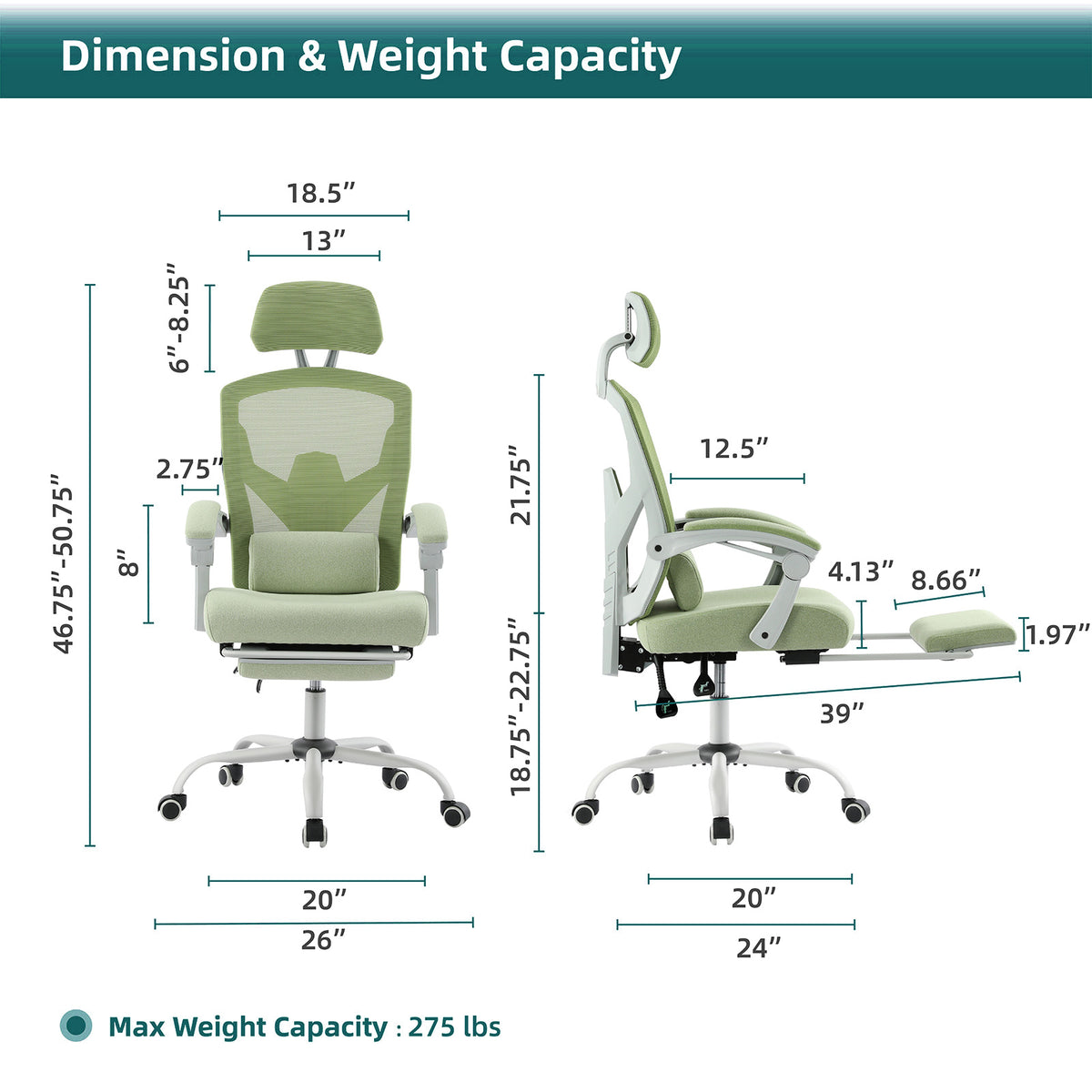 Retractable Footrest Ergonomic Swivel Office Chair With Lumbar Support Pillow And Padded Armrests — product image 3