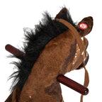 Kids Wooden Plush Ride-On Rocking Horse Chair Toy with Realistic Sounds Dark Brown/White — product image 2