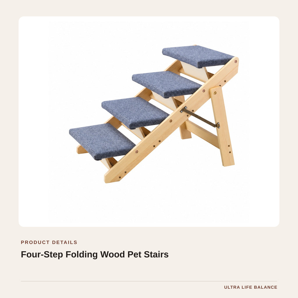 Four-Step Folding Wood Pet Stairs product detail