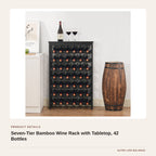 Seven-Tier Bamboo Wine Rack with Tabletop, 42 Bottles product detail