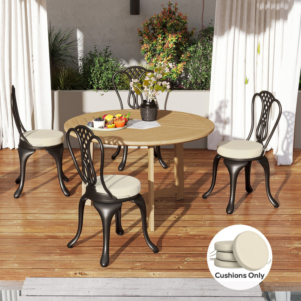 Patio Chair Cushions Set of 4 Round Seat Cushions for Dining Bistro Chairs Machine Washable, 15" x 15" x 3", Cream White — product image 3