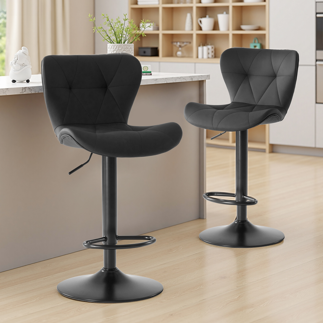 Black adjustable swivel bar stools